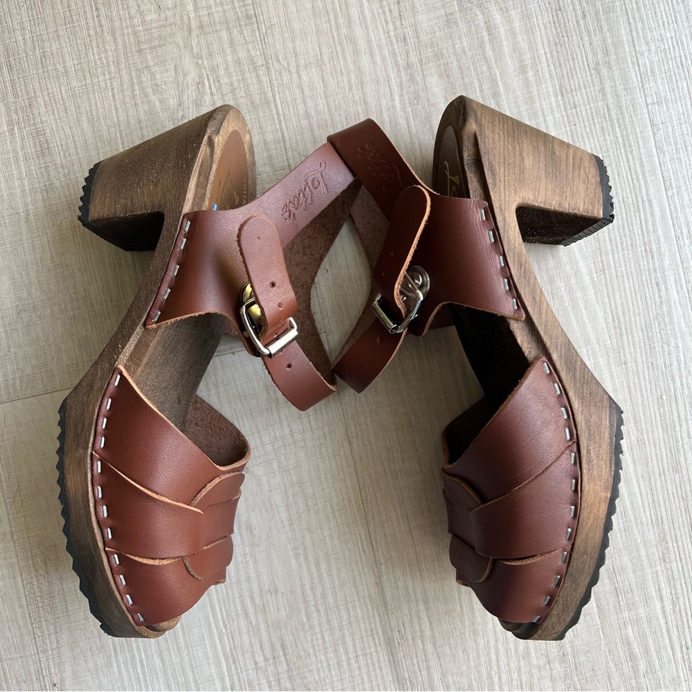 NWT Lotta from Stockholm Peep Toe Clogs - Cinnamon on Brown Base - Picture 4 of 8